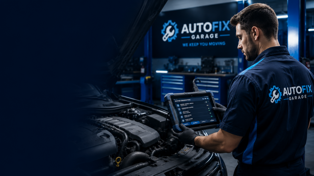 Why Is My Check Engine Light On? Common Causes Every Driver Should Know AutoFix Garage technician using vehicle diagnostic equipment