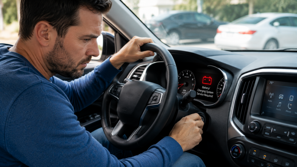 Battery Problems? Here's How to Tell Before You Get Stranded Dashboard battery warning light indicating potential battery problems