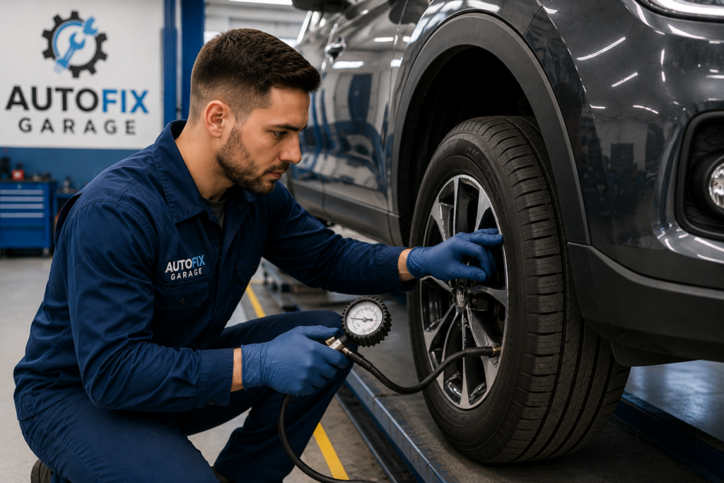 How to Extend the Life of Your Vehicle Automotive technician checking tire pressure and tire tread condition